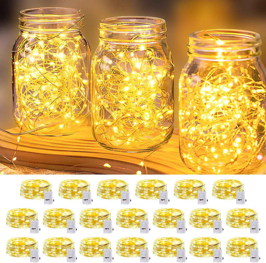 GlowNook LED Fairy Lights – Cozy Bedroom Decor, 7ft Silver Wire String with Warm White Glow