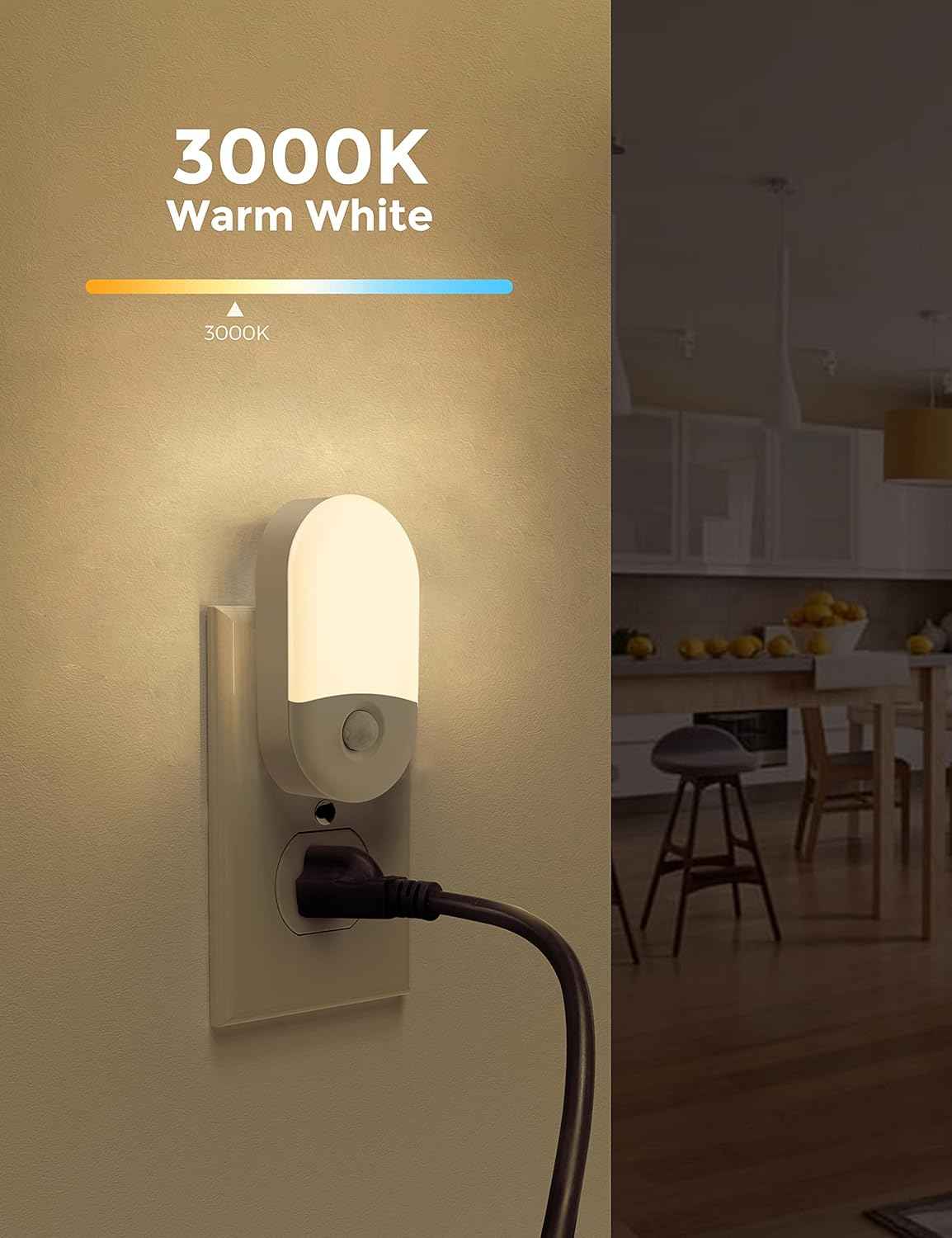 L LOHAS LED Motion Sensor Night Light – Flameless Plug-in Safety Light for Hallways and Stairways, Auto Shutoff 0.6W
