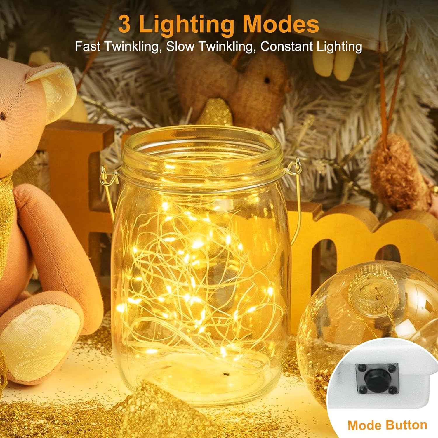 btfarm 30 Pack Fairy Lights Battery Operated – Flameless Cool-Touch Silver Wire String Lights, Safe Around Kids, Pets, and Curtains, Warm White