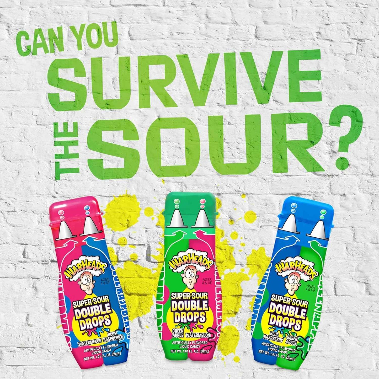 WARHEADS Super Sour Double Drops Liquid Sour Candy – Birthday Gift for Teens Who Love Extreme Sour Challenges, Assorted 3 Pack