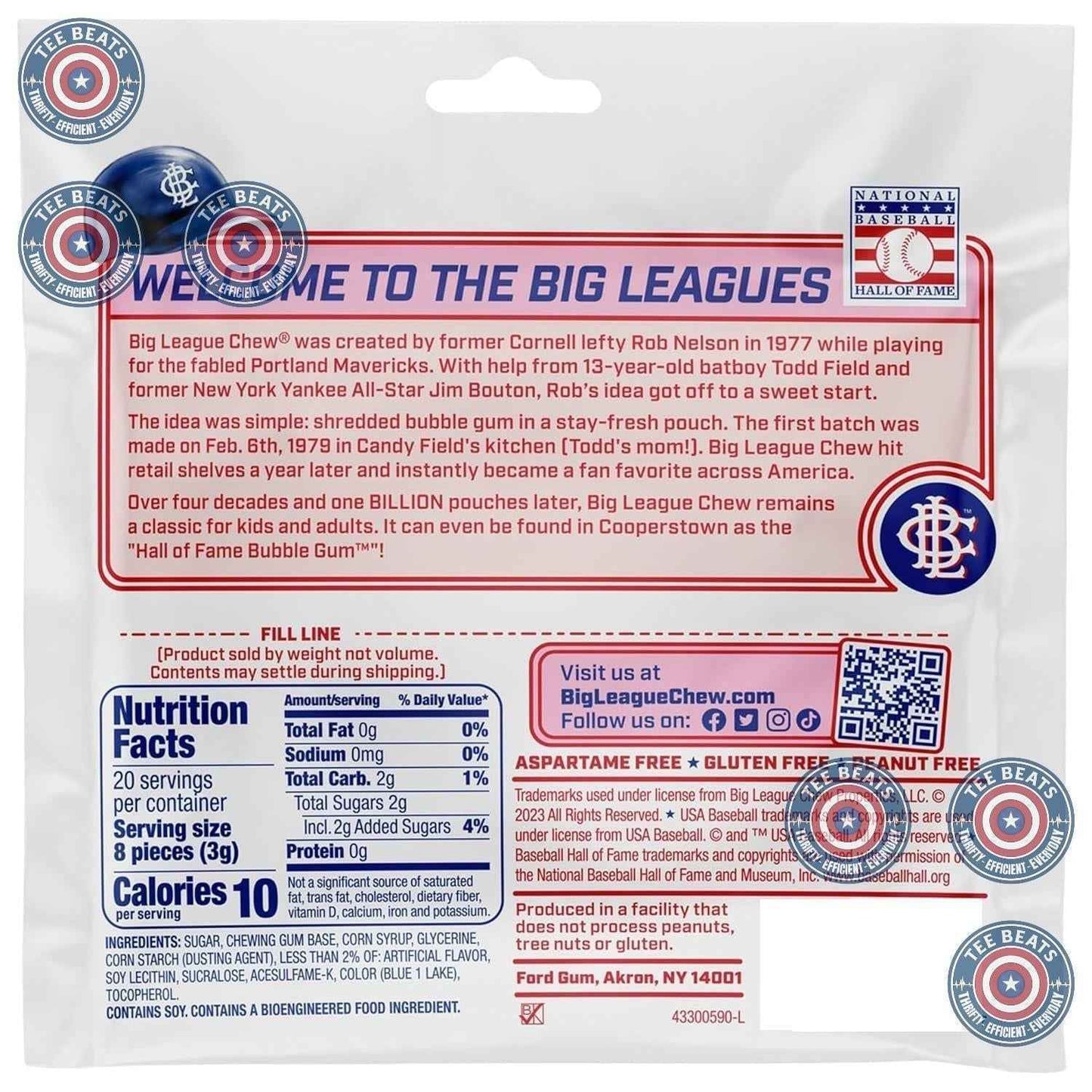 Big League Chew Cotton Candy Bubble Gum 3-Pack - Kids Baseball Team Snack, Allergen-Free Softball Treat for Children