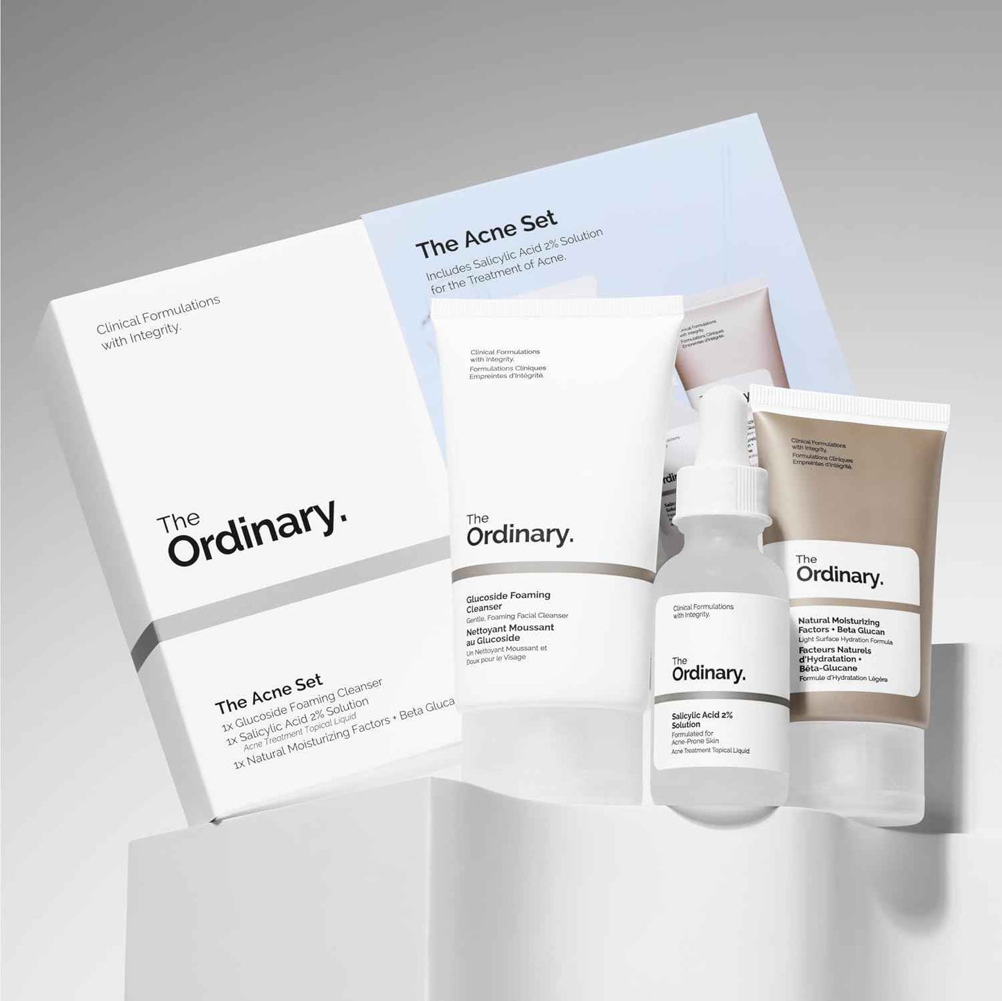 The Acne Set Glucoside Cleanser BHA Solution and NMF – Evening Self-Care Routine for Hormonal Acne