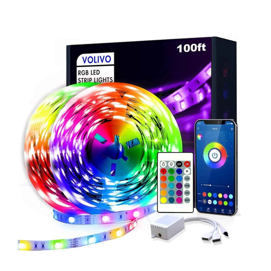 Lumiglow LED Strip Lights 100ft – RGB Bias Lighting for Home Office Desk, Monitor Backlight and Focus Setup