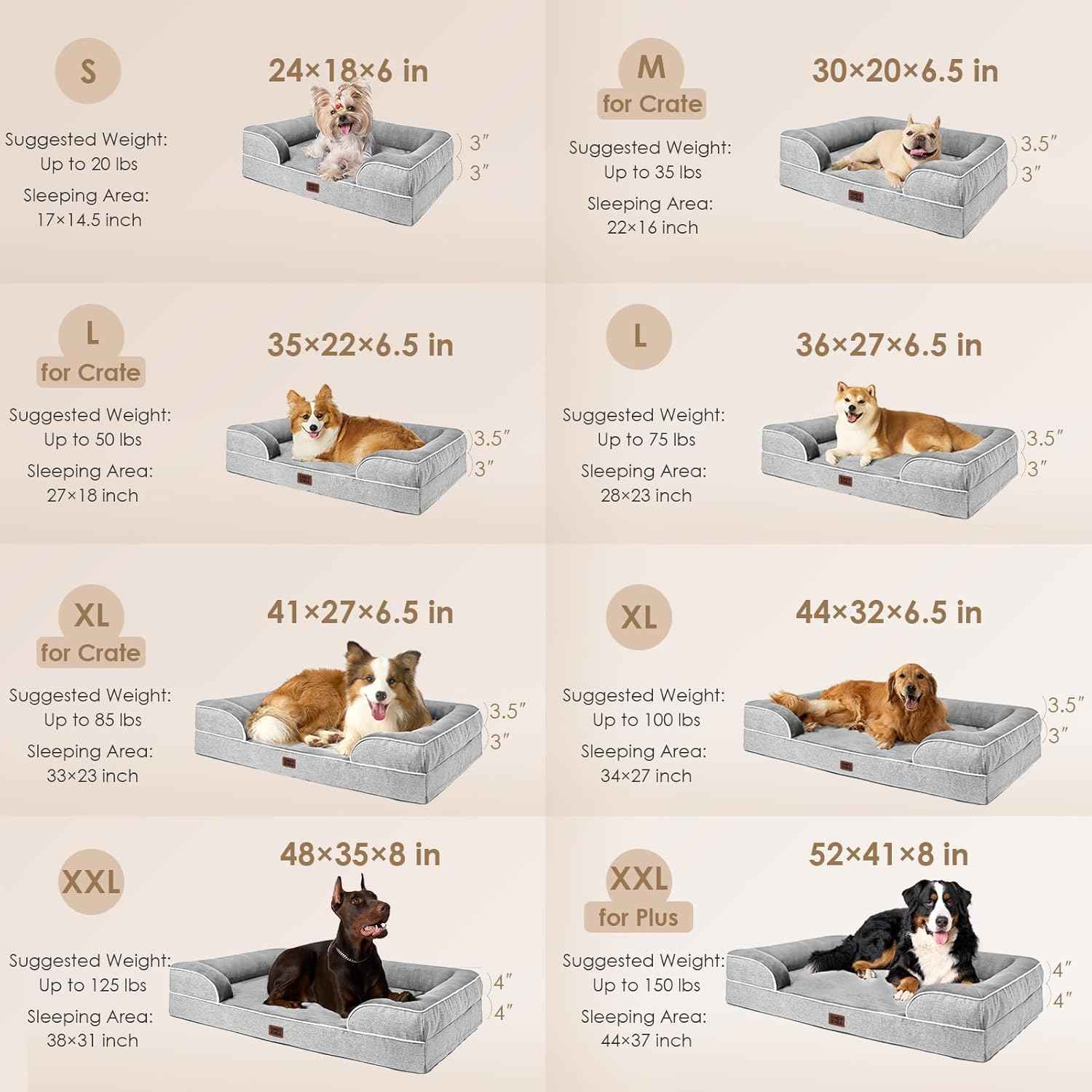 EHEYCIGA Orthopedic Dog Bed for Large Breeds – Memory Foam Joint Relief Couch for Senior Dogs, Sofa-Style Bolster
