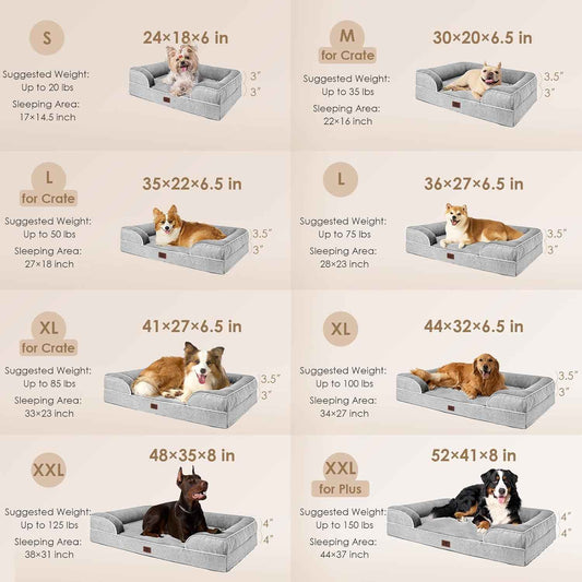 EHEYCIGA Orthopedic Dog Bed for Large Breeds – Memory Foam Joint Relief Couch for Senior Dogs, Sofa-Style Bolster