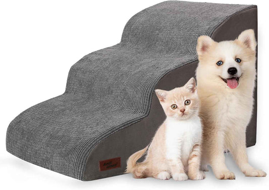 Aodisman Foam Pet Stairs – Non-Slip Steps for Senior Dogs and Cats, Joint-Safe Sofa Access