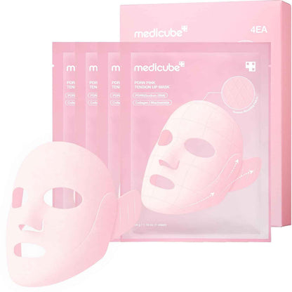 medicube PDRN Pink Tension Up Mask – Calming V-Line Self-Care Ritual for Bathroom Wind-Down Evenings