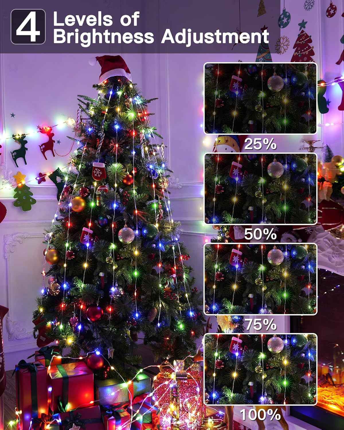 Ollny Kid-Safe Christmas Lights 800LED 262ft 29V Low Voltage UL588 Certified – Flameless Holiday Lighting for Kids Bedroom & Staircase