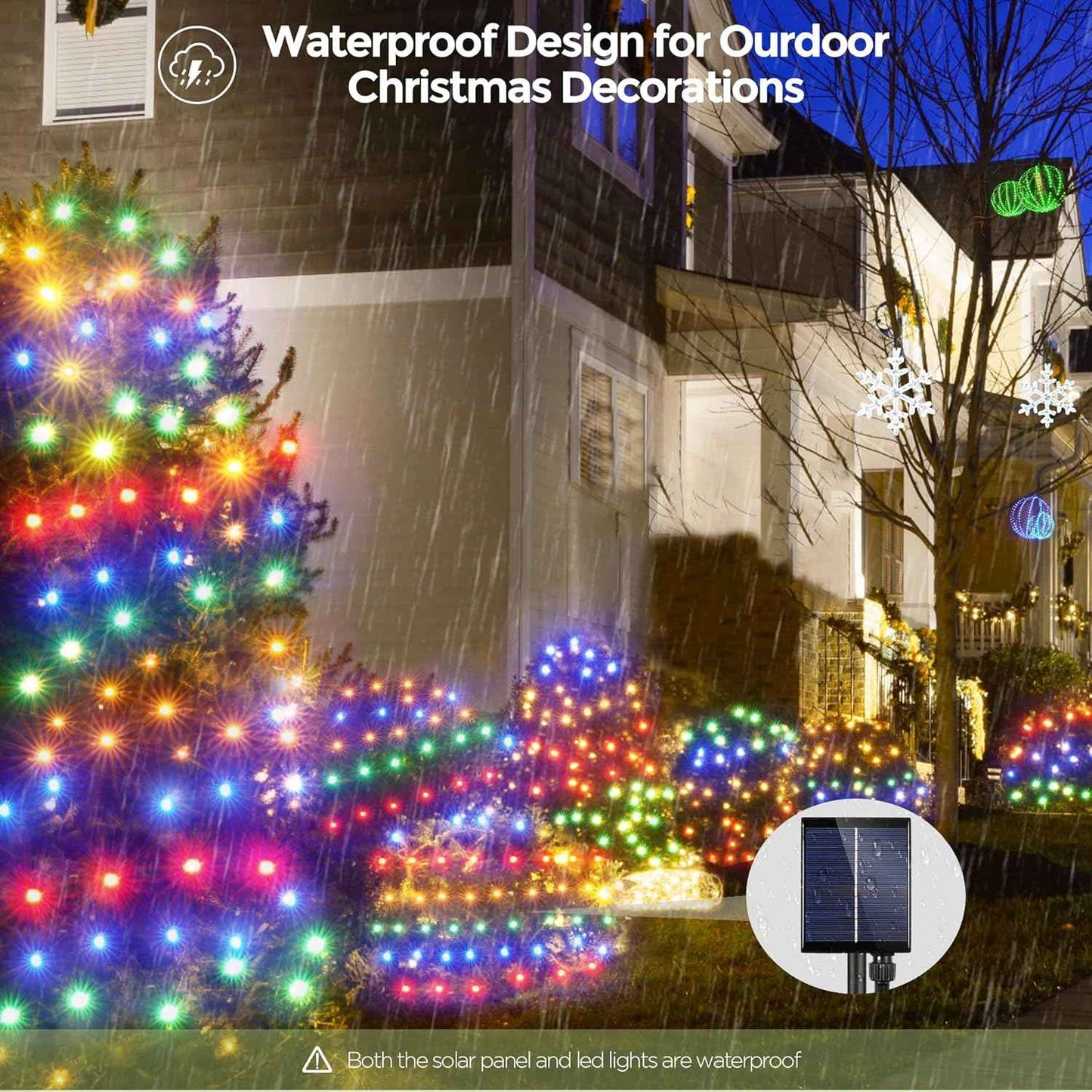 WBao Solar Christmas Net Lights – Thoughtful Holiday Gift for Homeowners Who Love Easy Decorating