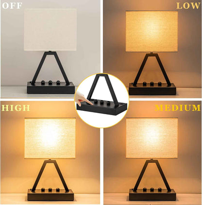 Briever 3-Way Dimmable Bedside Lamp – Thoughtful Housewarming Gift for Women and Men, Nightstand Lamp with USB C Port and AC Outlet