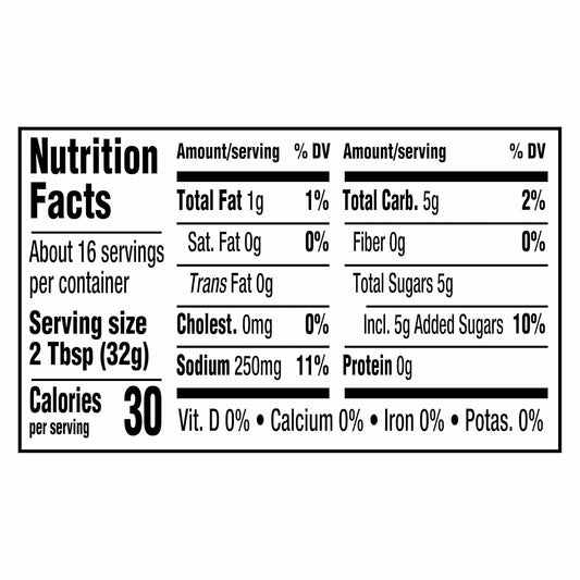 30 calories per serving with 80% less fat than regular vinaigrette