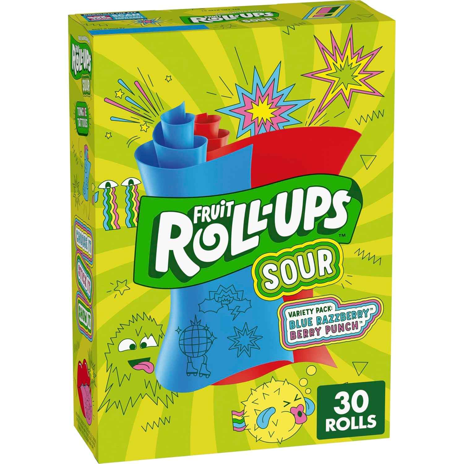 Fruit Roll-Ups Vitamin C Fruit Snacks – Better-for-You Pantry Snack for Families, 30-Count Sour Variety