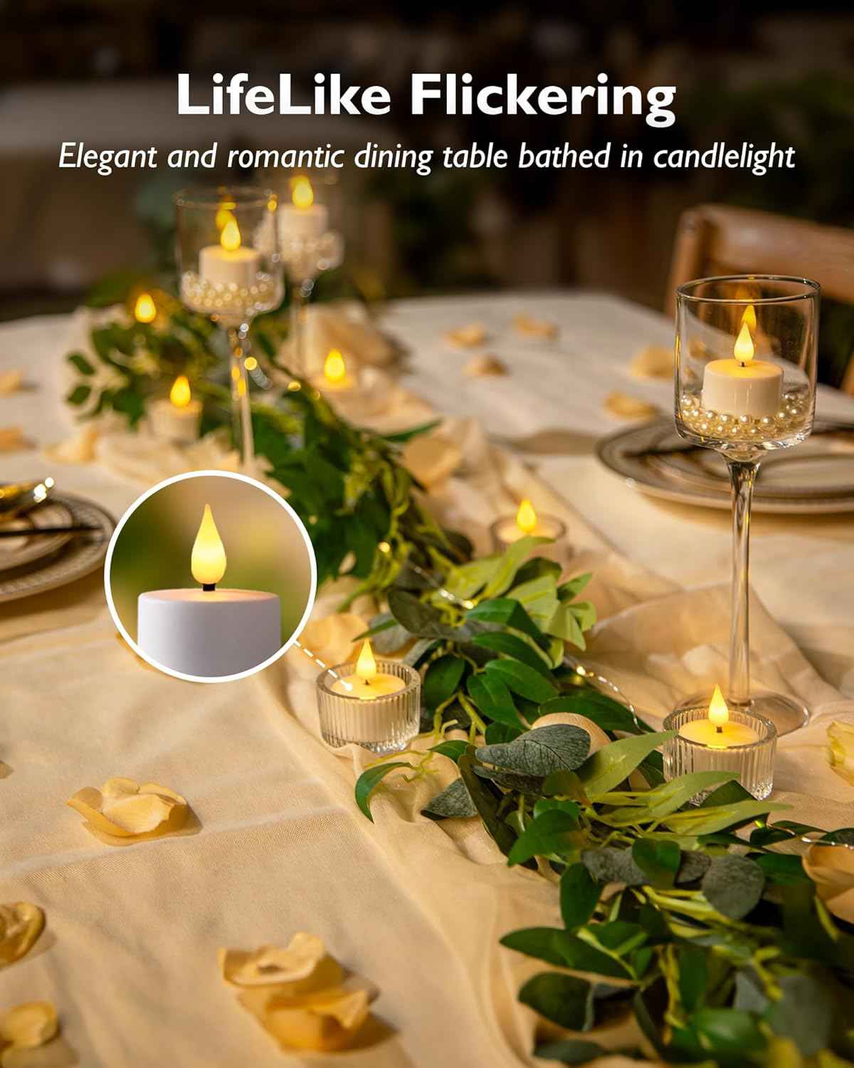 Homemory Rechargeable Tea Lights — Thoughtful Housewarming Gift for Her, 6-Pack with Timer