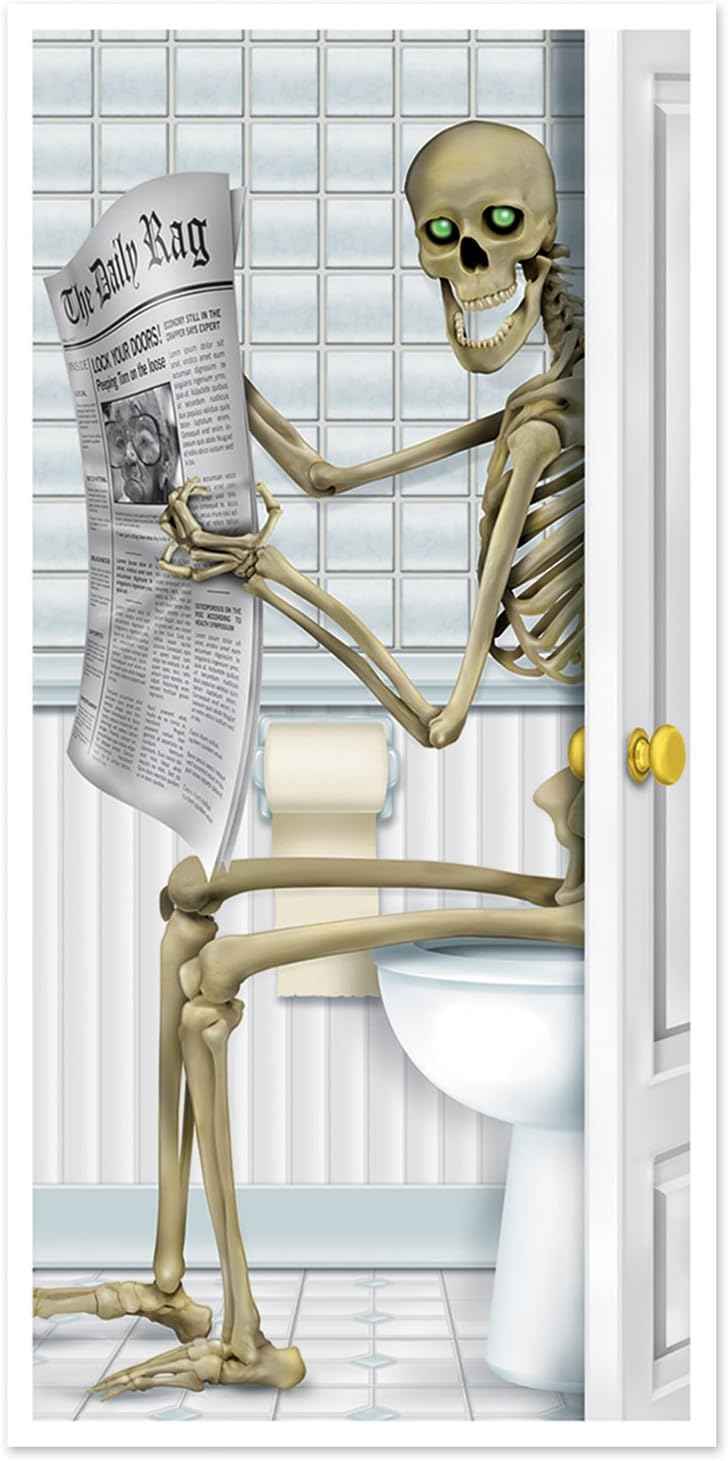 Beistle Skeleton Restroom Door Cover Party Accessory for Spooky Bedroom Accent Wall Decoration