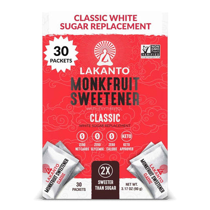 Lakanto Classic Monk Fruit Sweetener Packets – Zero-Calorie Daily Wellness Ritual for Tea, Coffee and Hydration on the Go