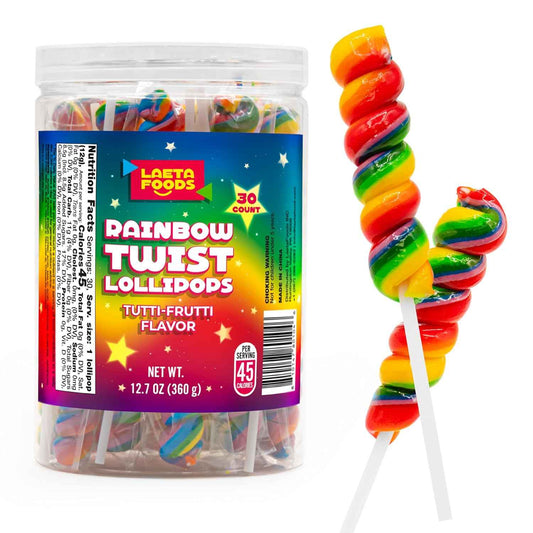 Rainbow Swirl Lollipop Jar – Nostalgic Tutti-Frutti Candy Gift for Kids, Grandchildren, and Family Gatherings