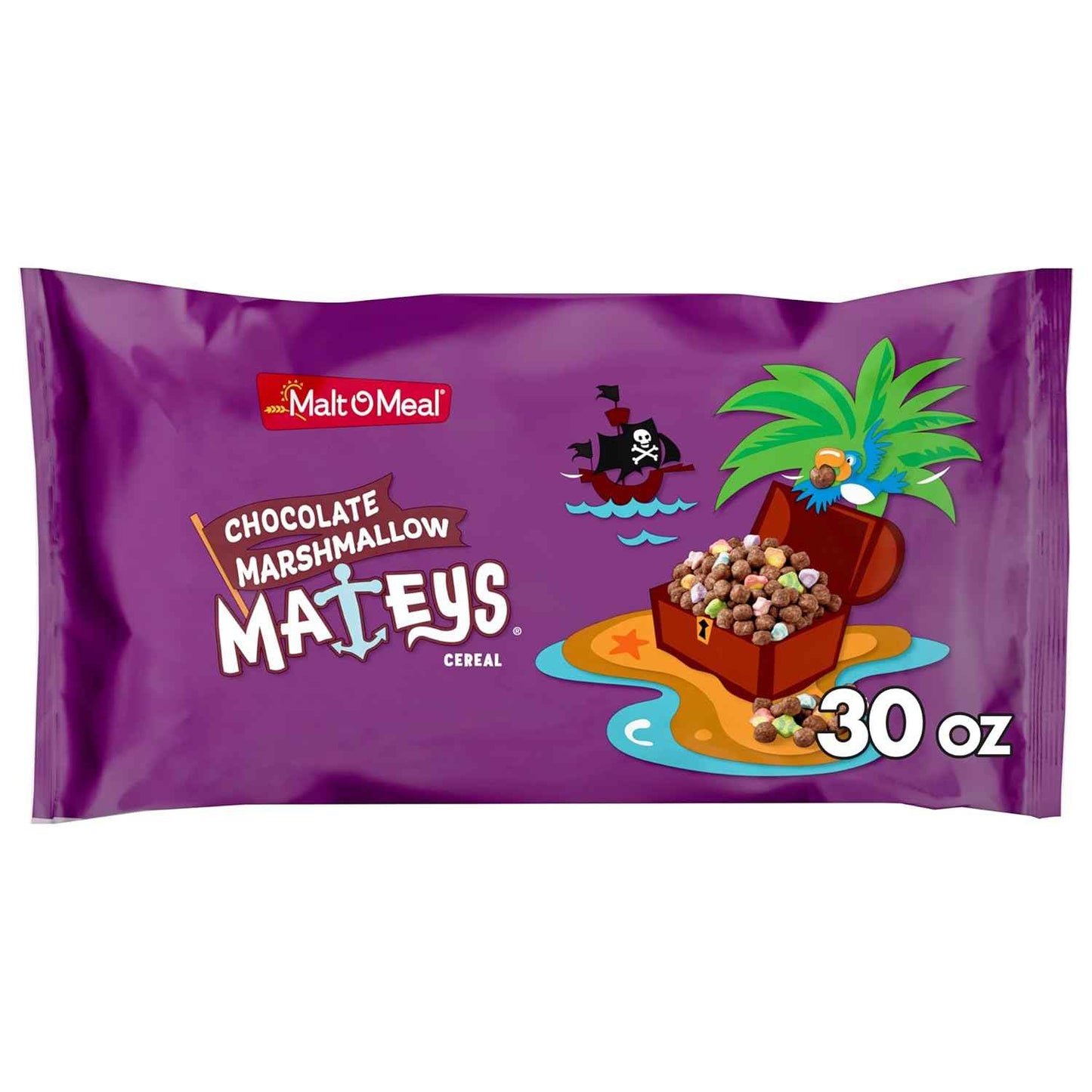 Malt-O-Meal Chocolate Marshmallow Mateys Cereal – Fun Care Package Gift for Kids, 30 oz Resealable Family-Size Bag