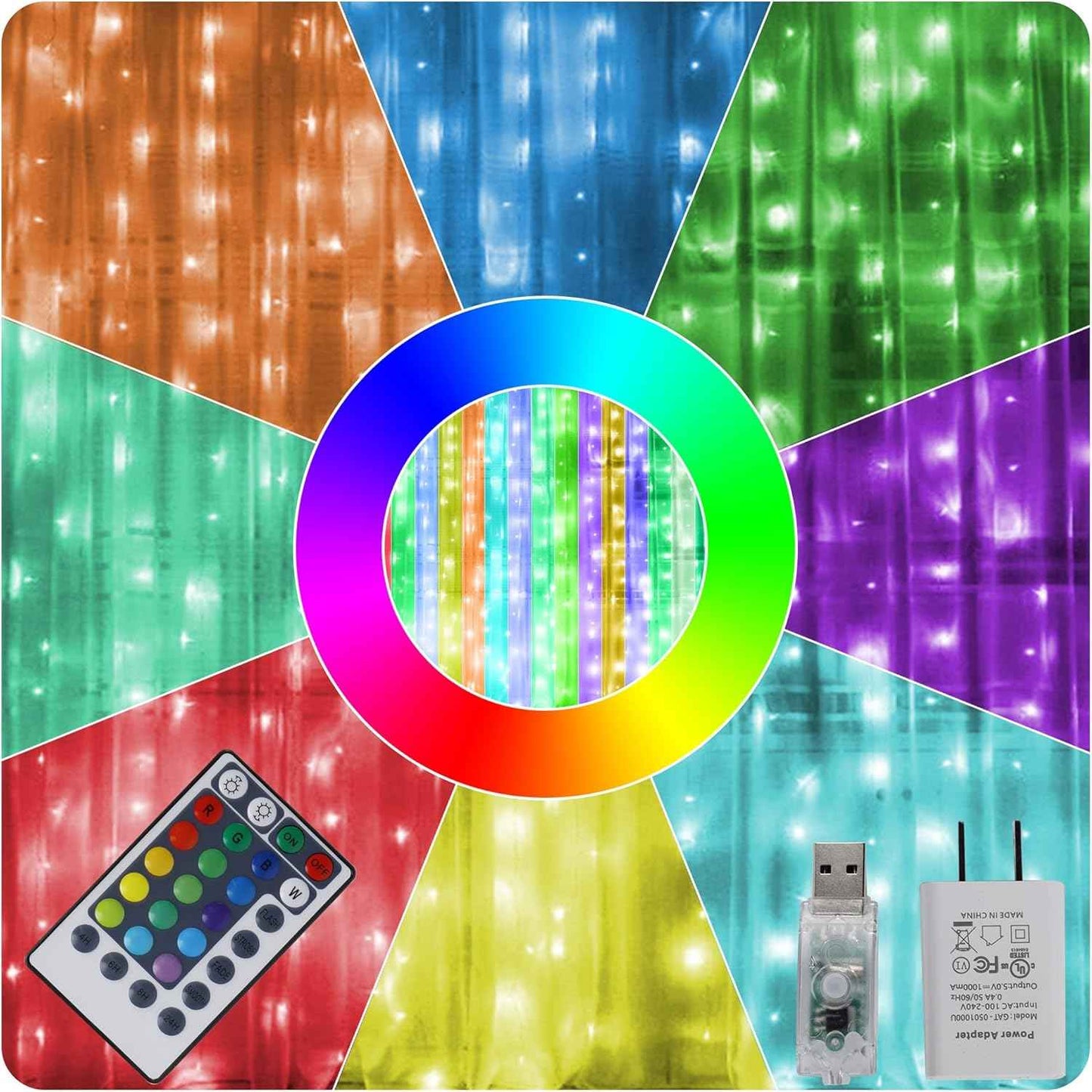 HOME LIGHTING Waterproof Curtain String Lights 300 LED – Patio and Garden Ambient Lighting with 16 Colors