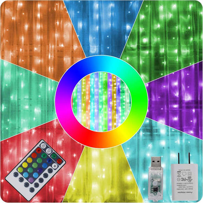 HOME LIGHTING Waterproof Curtain String Lights 300 LED – Patio and Garden Ambient Lighting with 16 Colors