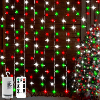 Echosari 300 LED Outdoor Curtain Lights – Weatherproof Holiday Lighting for Porch, Yard and Pergola, Timer Included