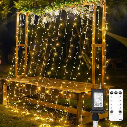 suddus Curtain Lights for Bedroom – 300 LED 9.8x9.8ft Warm White Window Wall Backdrop, 8 Modes Dimmable Fairy Lights for Cozy Home Aesthetic