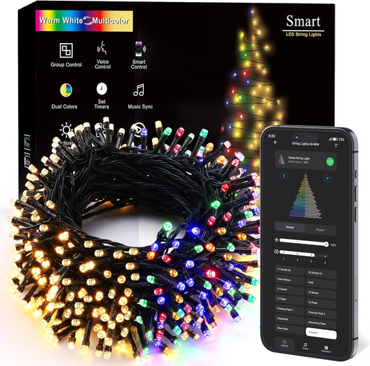300 leds across 98 ft (114.8 ft) string, with a 500-led upgrade variant available