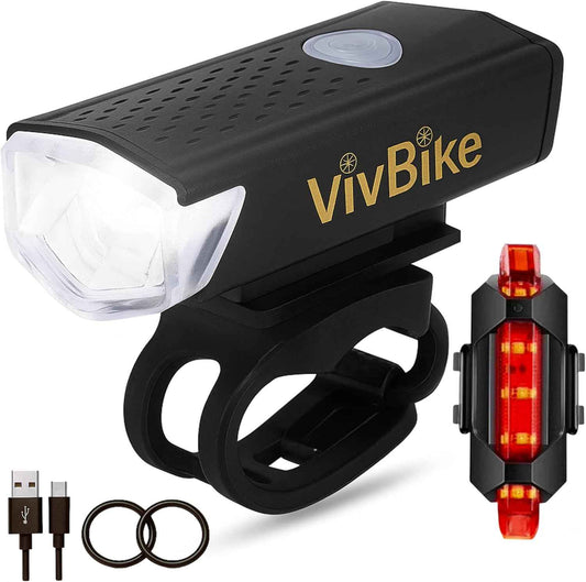 VivBike Rechargeable Bike Lights – Reliable Front and Rear LED Set for Efficient Morning and Evening Commutes