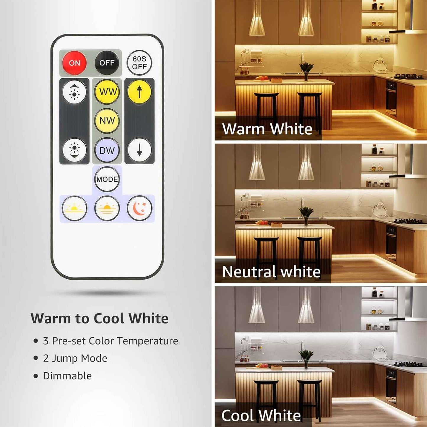 Lepro LED Tunable White Strip Light – Cozy Bedroom Accent Lighting, 16.4ft Dimmable Tape for Living Room Ambiance