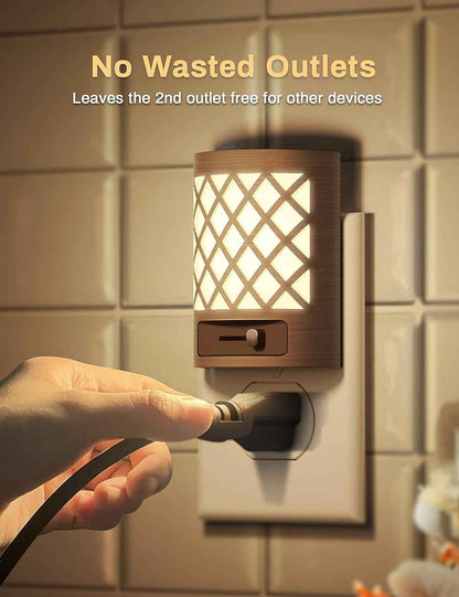 DORESshop Plug in Night Light – Safer Than Candles for Bedroom Hallway, Adjustable Brightness Soft White LED