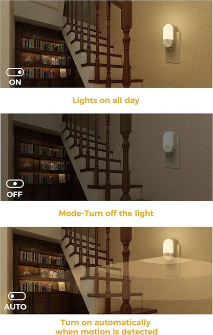 L LOHAS LED Motion Sensor Night Light – Flameless Plug-in Safety Light for Hallways and Stairways, Auto Shutoff 0.6W