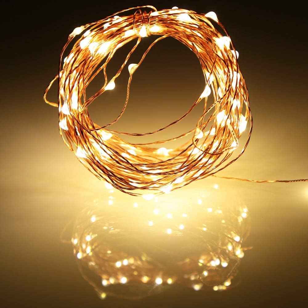 Lumify LED Fairy Lights Battery Operated – 16ft Warm White Copper Wire for Cozy Bedroom Walls and Headboard Ambiance