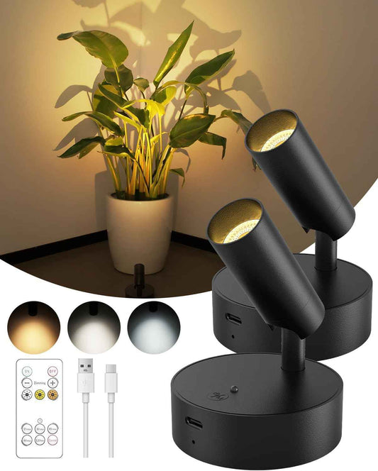 Wireless Magnetic LED Spotlight, Clean Cylinder Profile for Intentional Shelf and Plant Displays, No Wires No Clutter