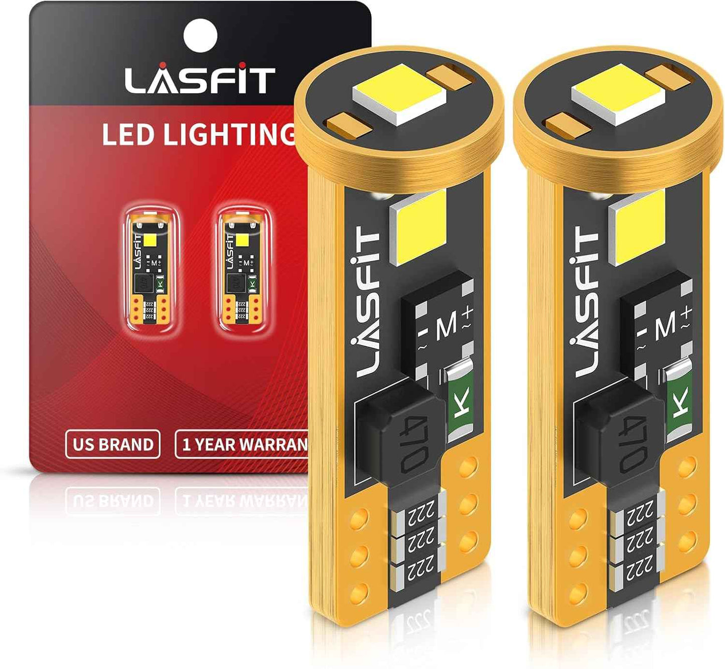 LASFIT 194 LED Bulb for License Plate and Interior, Child-Safe Cool White 6000K Upgrade