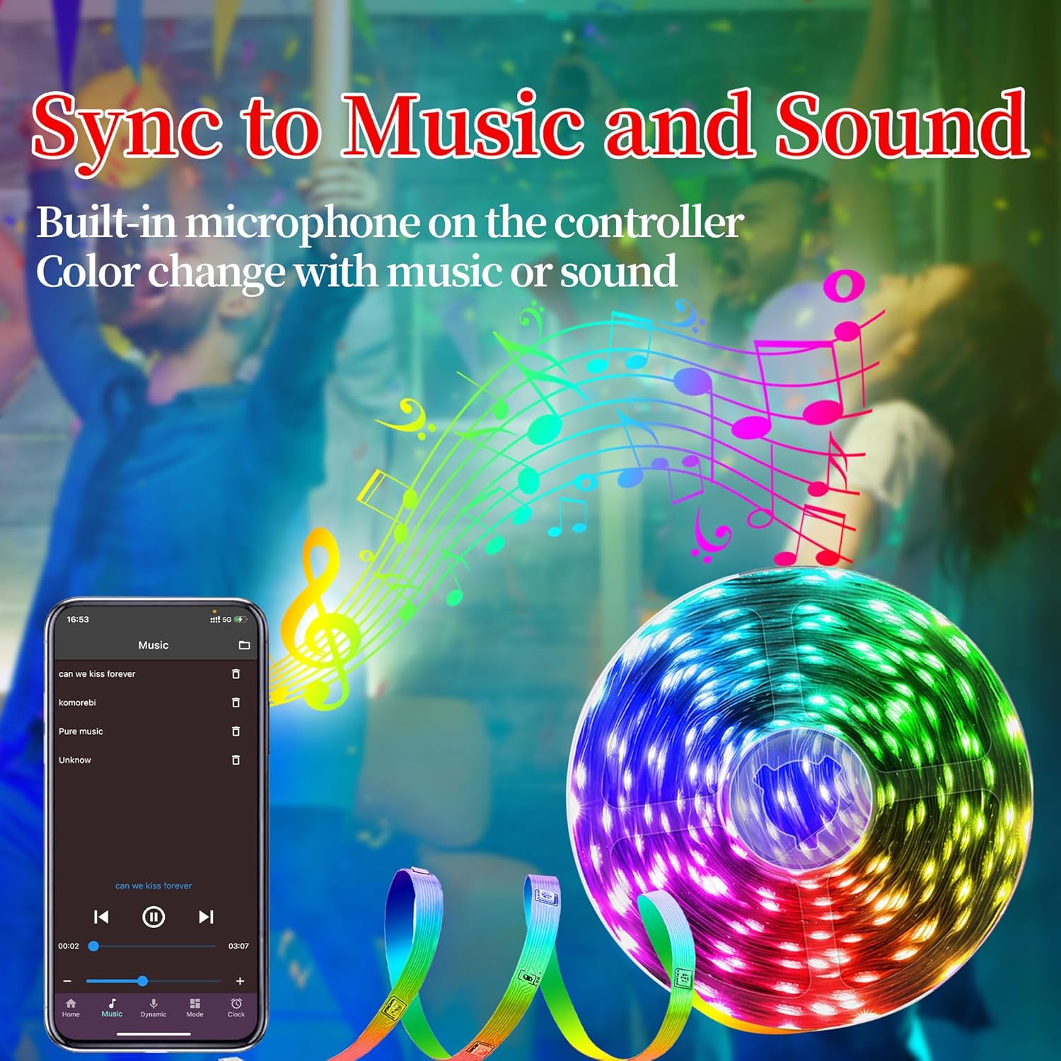 LED_Lights_for_Bedroom,_RGB_LED_Strip_Lights_with_44_Keys_IR_Remote,_Smart_LED_Light_Strip_with_Adhesive_Backing_Adjustable_Brightness_App_Control_for_Bedroom_Party_Decoration