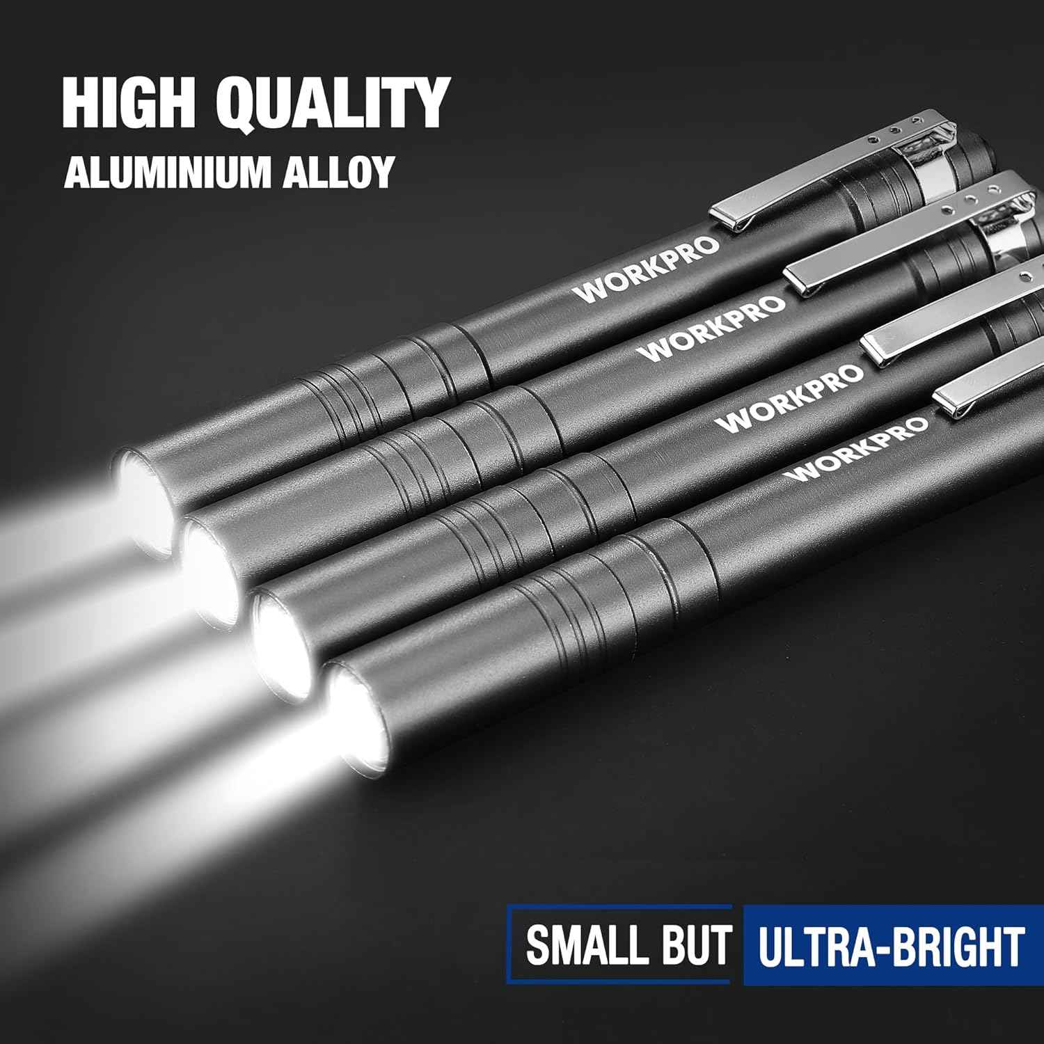 WORKPRO LED Pen Light 4-Pack – Practical Stocking Stuffer Gift for Mechanics, Nurses, and DIY Homeowners