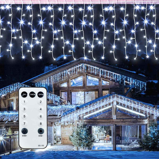 Lumivox Icicle Lights – Flameless 29V Cool-to-Touch Strand for Family Living Room and Sleep-Safe Holiday Glow