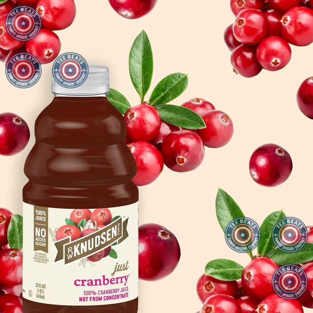 R.W. Knudsen Cranberry Juice Not from Concentrate – 32 fl oz No Added Sugar Lunchbox Drink for Kids