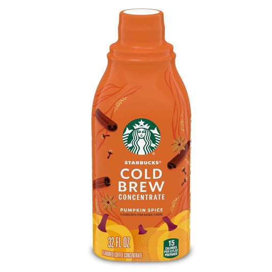 Starbucks Cold Brew Pumpkin Spice Concentrate – Home Office Focus Drink, 32 oz Smooth Low-Acidity Coffee