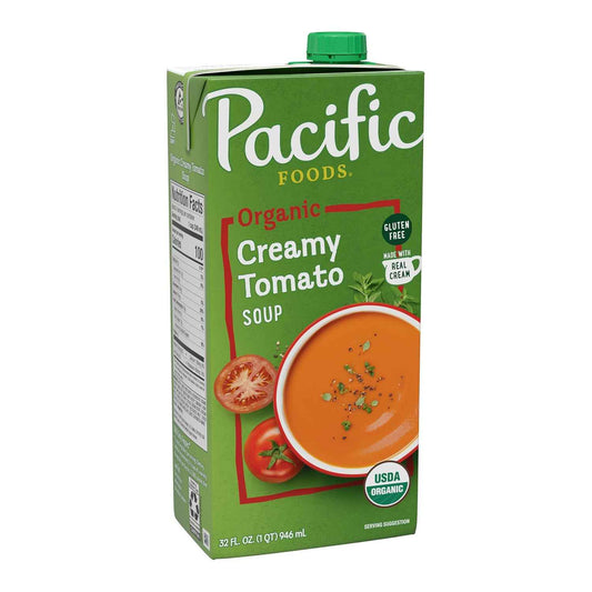 Pacific Foods Organic Creamy Tomato Soup, 32 oz Carton — Single-Carton Pantry Essential for Uncluttered Kitchens
