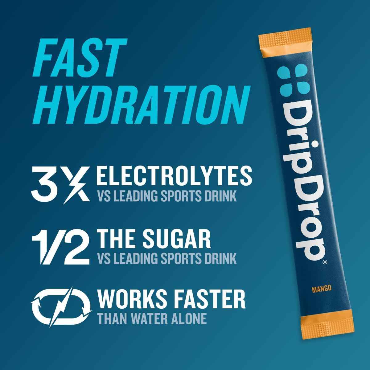 DripDrop Hydration Powder – Tropical Variety Pack Electrolyte Sticks for Daily Wellness and Self-Care Routines