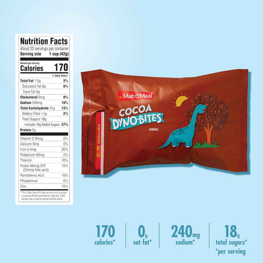 Malt-O-Meal Cocoa Dyno Bites® Gluten Free Cereal – Mindful Pantry Snack for Cozy Self Care Nights, 32 oz