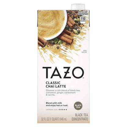 TAZO Chai Latte Concentrate – Quick Afternoon Pick Me Up for Home Office Focus Sessions, 32 oz Carton