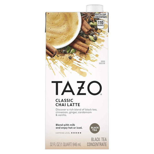 TAZO Chai Latte Concentrate – Quick Afternoon Pick Me Up for Home Office Focus Sessions, 32 oz Carton