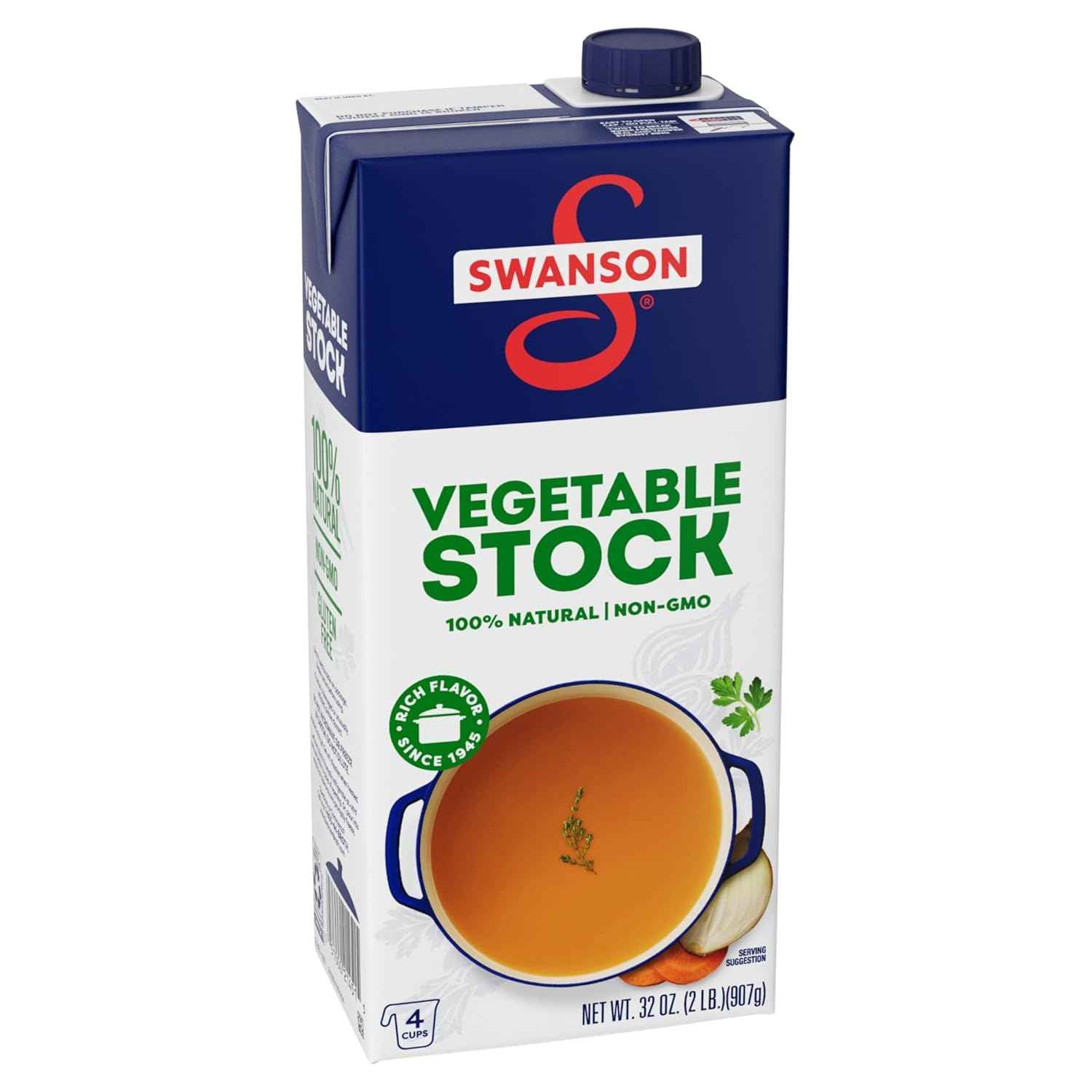 Swanson 100% Natural Vegetable Stock – Non-GMO Soup Base for Wellness-Focused Meal Prep