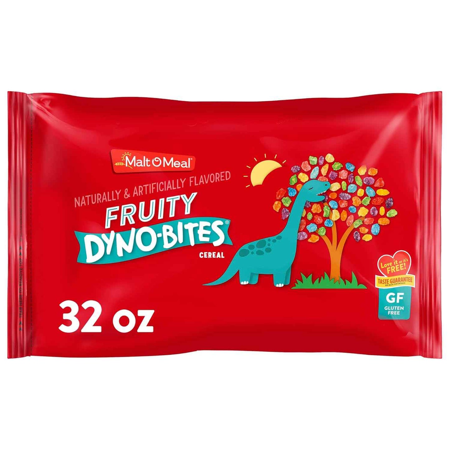 Malt-O-Meal Fruity Dyno Bites Cereal, Gluten Free Wellness Pantry Staple for Sensitive Diets, 32 OZ Resealable Bag