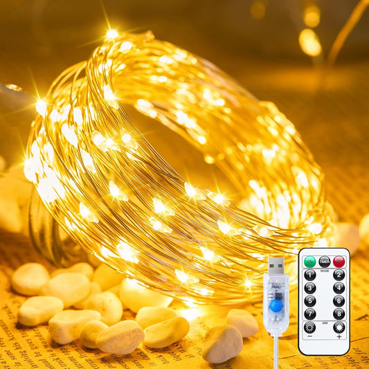 33 ft flexible silver/copper wire with 100 or 200 energy-saving led bulbs