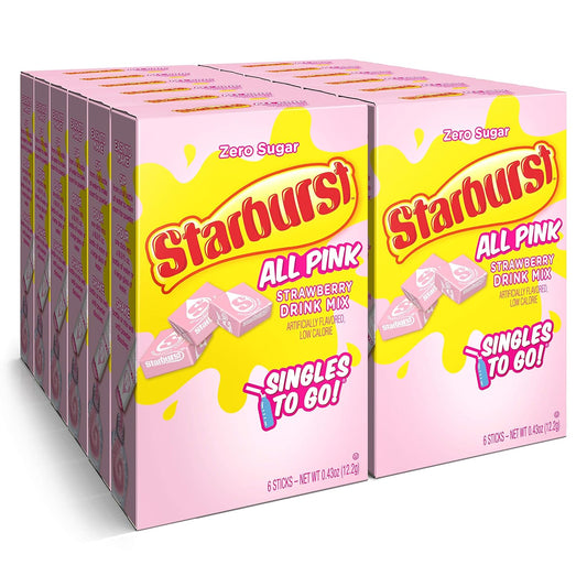 Starburst_Singles_To_Go_Powdered_Drink_Mix,_All_Pink_Strawberry,_12_Boxes_with_6_Packets_Each_-_72_Total_Servings_Mixed_Beverage_Sweet_Flavor