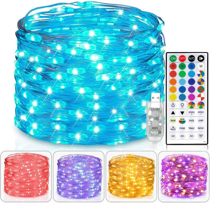 Luminara 100 LED Twinkle String Lights USB – Housewarming Gift for Women and Mom, 16 Color Changing Firefly Lights with Timer Remote