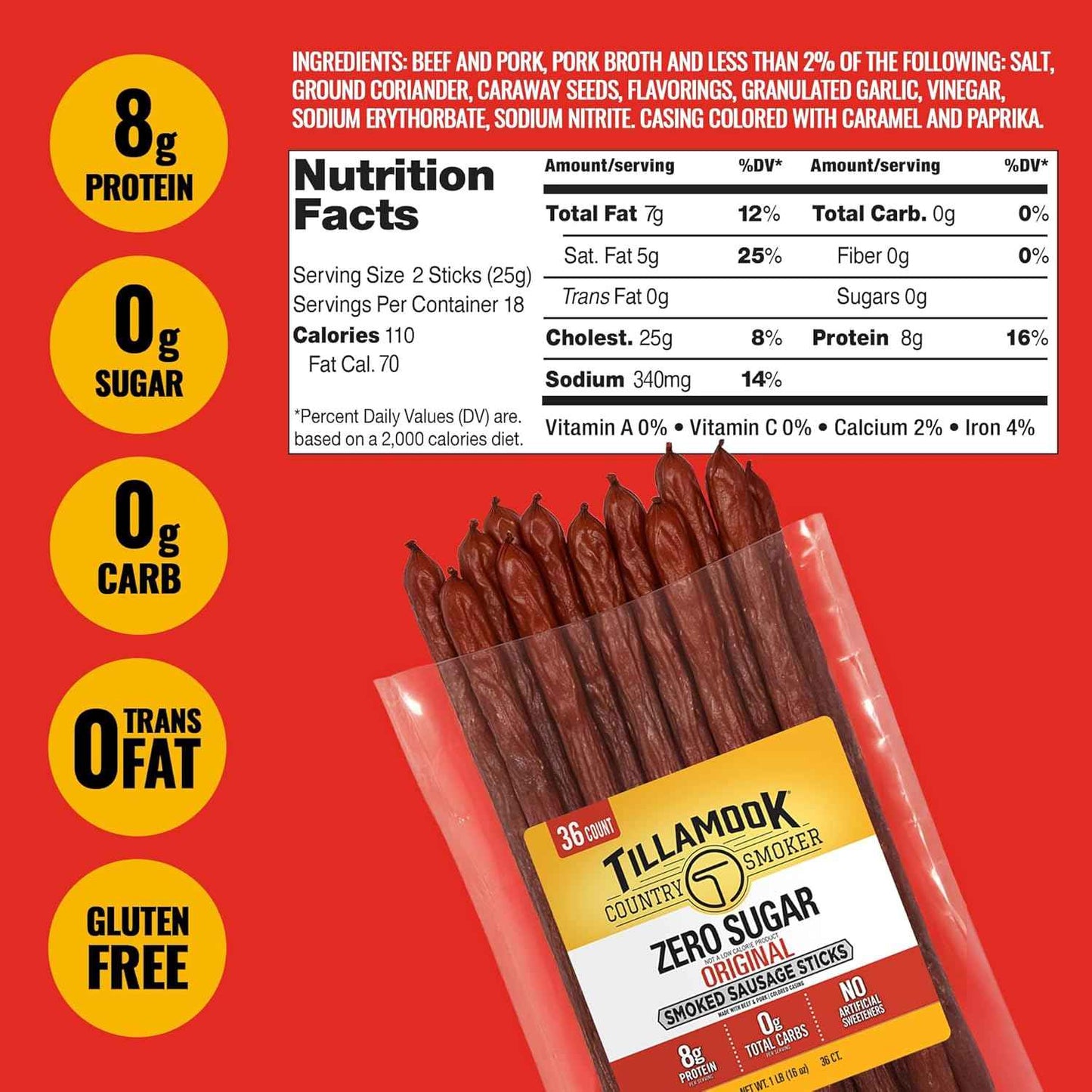 Tillamook Country Smoker Meat Sticks – Shelf Stable Office Desk Snack for Midday Focus Between Meetings