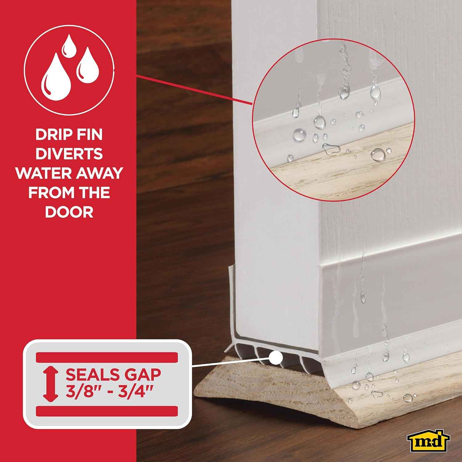 M-D Building Products Vinyl Cinch® U-Shape Door Bottom Seal for Cozy Bedroom Decor, Slide-On Draft Stopper for 36 Inch Doors